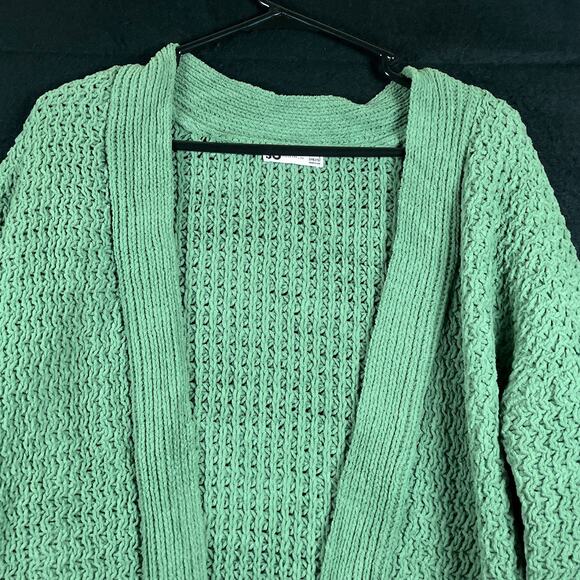Sonoma Womens Sweater Green Knit Cardigan Open Front Large - Picture 2 of 12